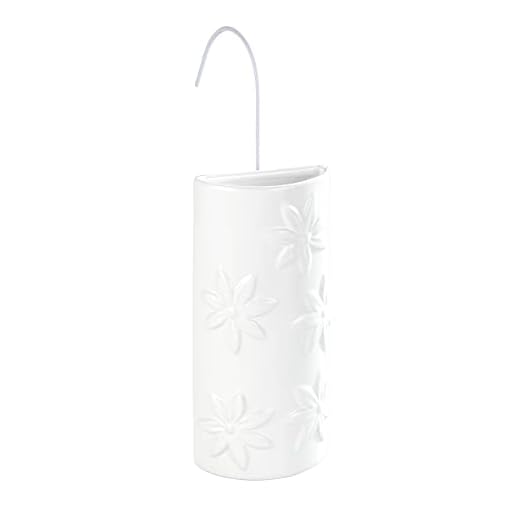 WENKO Humidificador Flores cerámica - Humidificador ambiental con decorado floral para los radiadores, Cerámica, 9 x 19.5 x 4 cm, Blanco
