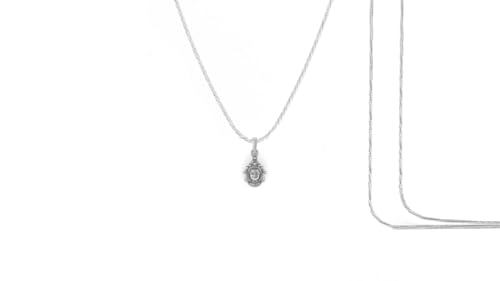 Pendentif en argent pur Durga Maa : collier chaîne de 45 cm et gemme précieuse