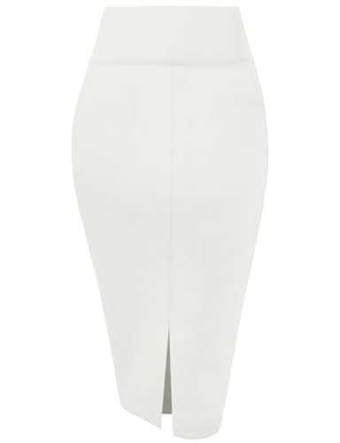 Image of Hybrid & Company Women's Premium Nylon Ponte Stretch High Waist Pencil Suit Skirt Below Knee