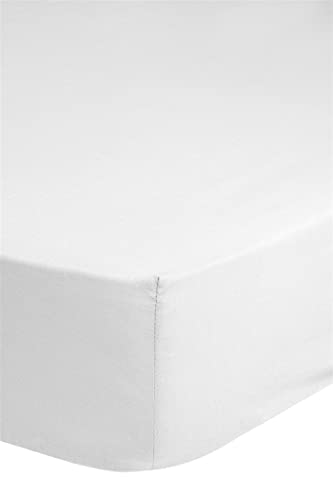 Hoeslaken Strijk Vrij Katoen - Wit Maat: 180 x 200 cm