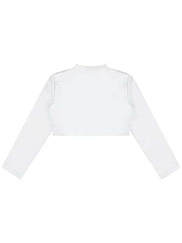 Sholeno Kids Girls Flower Satin Cardigan Long Sleeve Open Front Cropped Jacket Bolero Shrug Wedding Party Cape4