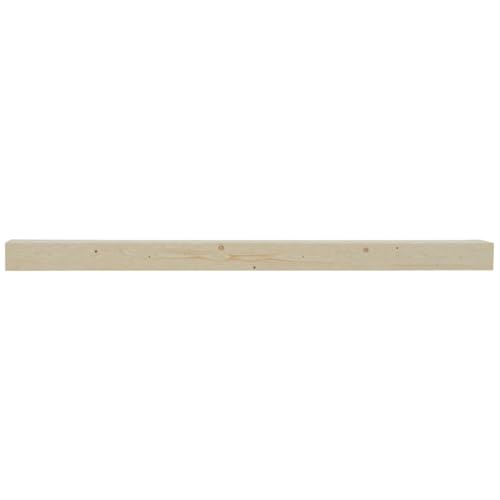Image of Touchstone Floating Fireplace Mantel Shelf - Solid Wood Wall-Mounted Mantel - Rustic Farmhouse Style 84 Inch - Unfinished