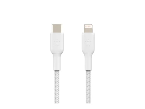 Belkin BoostCharge Nylon Braided USB C to Lightning Cable 6.6ft/2M - MFi Certified 18W Power Delivery iPhone Charger Cord - Apple Charger USB C Cable - Fast Charging for iPhone 14, iPhone 13 - White - image 4