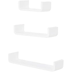 Estanterias Decorativas Conforama HOMCOM Set de 3 Estanterías Flotantes 60/45/30x15x10 cm Estantes de Pared de Madera Almacenamiento de Libros Fotos Decoración para Salón Pasillo Habitación Blanco