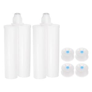 #US 2Pcs 400ml 1:1 Epoxy Gun Adhesive Cartridge 220mm PP Cartridge Gray Piston