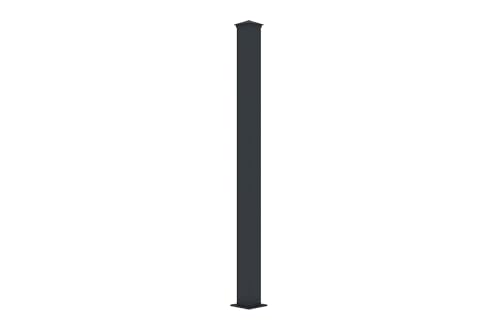 Casanoov poteau EIFEL aluminium 10 x 10 cm - H 166 cm gris anthracite RAL 7016 pour portail battant portillon à visser ou sceller chapeau finition base...
