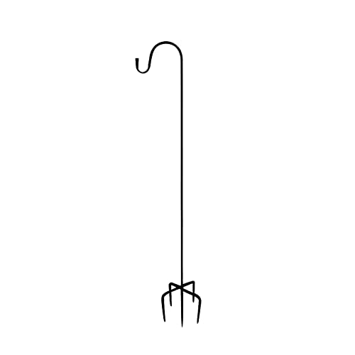 YQYAZL 160 cm langer Gartenhaken mit 5 Zinken, verstellbar, robust, hoch, für Vogelfutterspender, Solarlicht, Pflanzenaufhänger für Hochzeitsdekoration, Schwarz Cover