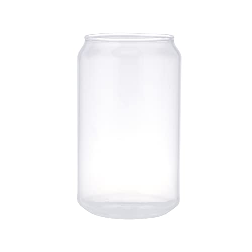 RNCOZE Bicchieri in vetro a forma di lattina, set di 4, bicchieri da birra, durevoli, trasparenti per bibite, bibite, acqua (400 ml)