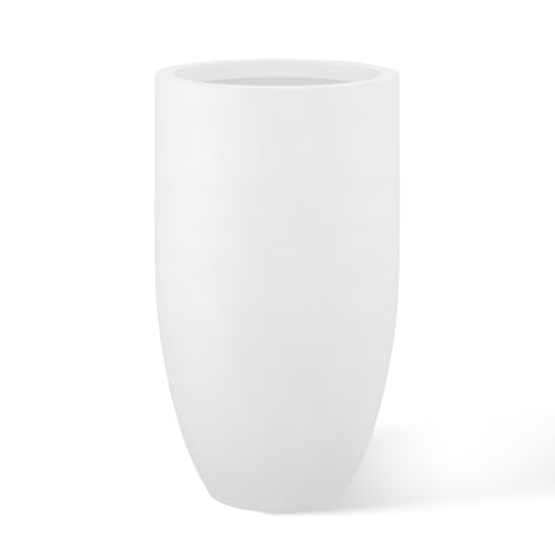 Kante 24 Inch Tall Round Concrete Planter, Large Indoor Outdoor Plant Pots with Drainage Hole and...