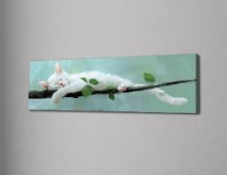 Tableau sur toile chat endormi, affiche animaux mignons sans cadre 45x135cm