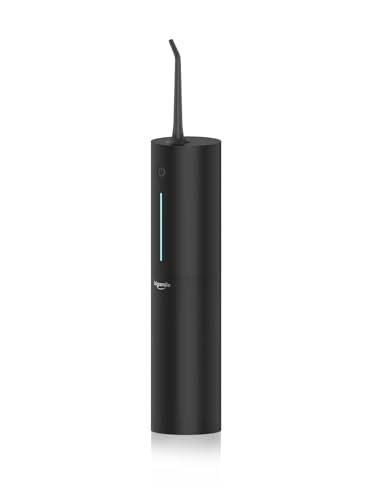 Bigsmile Black Water Flosser Cordless Portable Dental Irrigator Travel Shower Strong Pick Floss IPX7 200ML Must Have for Kids Braces Bridges (Black