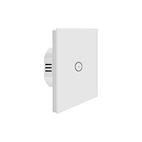 WiFi Smart Wall Light Switch Touch Panel,Kompatibel mit Alexa und Google Assistant,Kompatibel mit iOS/Android,Kein Hub erforderlich, APP Fernbedienung,Neutralleiter erforderlich,Timer,110-240V(1 Gang) Cover