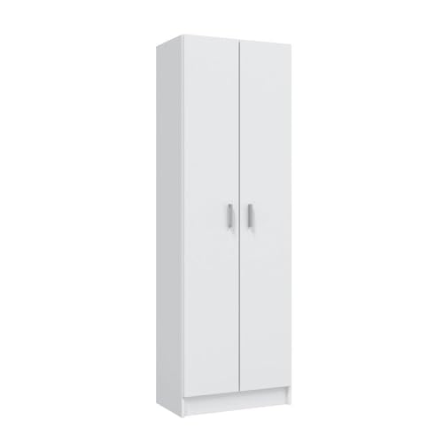 Furniturefactor Kawai A3 Armadio Multiuso, 59 X 37 X 180 H, Melamina, White, 180 X 59 X 37 Cm