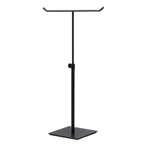 Présentoir à bijoux en métal noir T-bar élégant avec socle carré stable