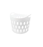 Optimal Products Plastic Laundry 26L & 50L Basket Home Clothes Washing Large Flexible Basket Small & Tall UK (White Small)