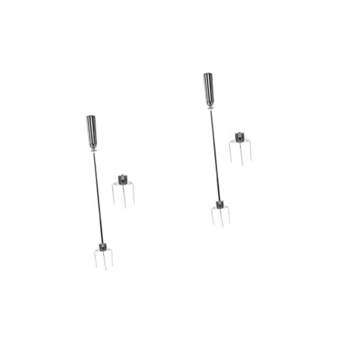 ifundom 2sets Heavy Duty Rotisserie Fork for Bbq Durable Meat Forks Handle for Outdoor Grilling and Roasting Chicken Turkey and More