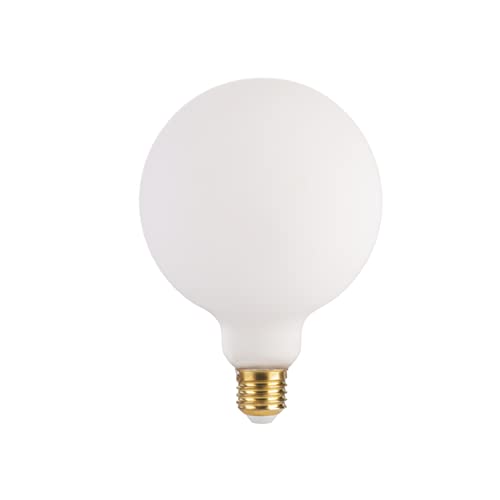 FLSNT Dimmbar Globus Glühbirne Vintage E27 Große, G125 LED Retro Dekorative Große LED Lampen Kugel, 7W (Ersetzt 40W), 600LM Warmweiß 2200K, Opalweiße Glas, 1 Stück