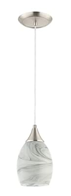 Glassland Pendant Lighting, 1 Light Mini Pendant Light in Brushed Nickel with Gray Glass Shade, ETL Listed.