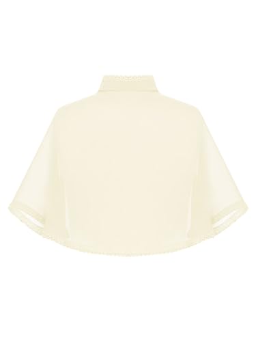 ACSUSS Kids Girls Chiffon Cape Stand Collar Lace Trim Bolero Shrug Lightweight Shawl with Brooch2