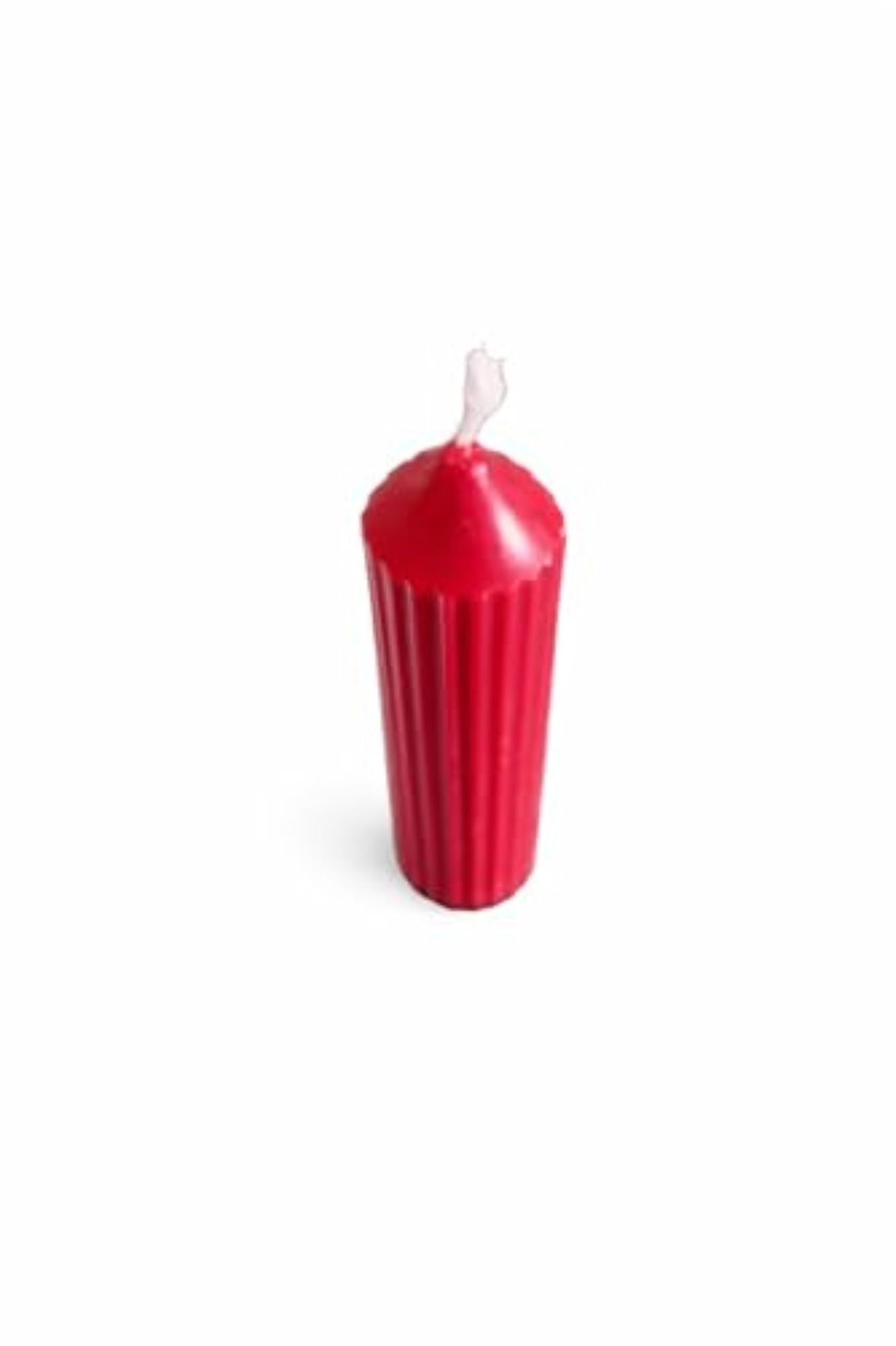 Red Ribbed Pillar Decorative Candle for Home Décor, Romantic Dinner Gift