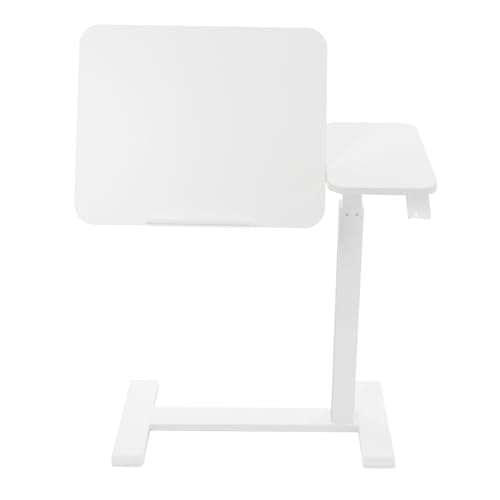 WooDerson Mobile Standing Desk, Overbed Bedside Table Adjustable Heights, Portable Computer Cart Movable Desk, for Home, Office, Classrooms (White)