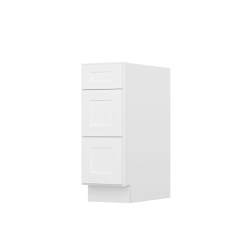 Image of Furinno Shaker Drawer Base Kitchen Cabinet with 3-Drawers, Ready to Assemble, 24 D x 12 W x 34.5 H, White