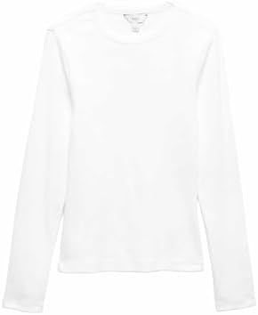 Marks & Spencer Damen Baumwolle Hemd Regular | Ärmellänge: Langarm, Rundhalsausschnitt, Ohne Kragen, Zum Reinschlüpfen, Leicht