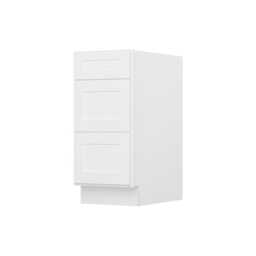 Image of Furinno Shaker Drawer Base Kitchen Cabinet with 3-Drawers, Ready to Assemble, 24 D x 15 W x 34.5 H, White