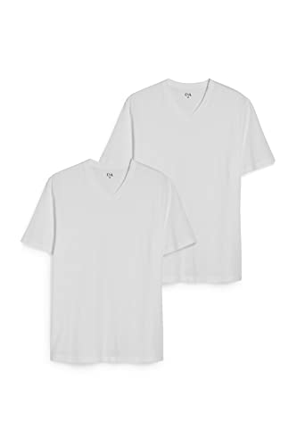 C&A Hombre Camiseta Interior Pack: 2 Prendas, 1 Precio Blanco M