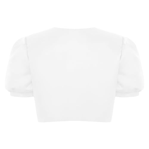 Kids Girls Puff Sleeve Bolero Shrug Sweater Open Front Cardigan for Flower Girl Communion Jacket4