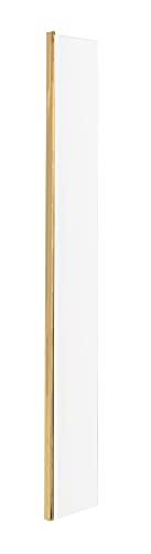 Hudson Reed WRSBB250 Modern Bathroom 'Shower Shield' Coated 8mm Toughened Safety Glass Return Wetroom (Use in Conjunction with Another Screen), 215mm, Brushed Brass
