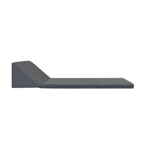 Acomoda Textil – Tumbona de Suelo con Respaldo de Espuma Cómodo, Plegable y Desenfundable. Colchón con Reposacabezas para Jardín, Terraza y Piscina Gris Oscuro. (1 Unidad)