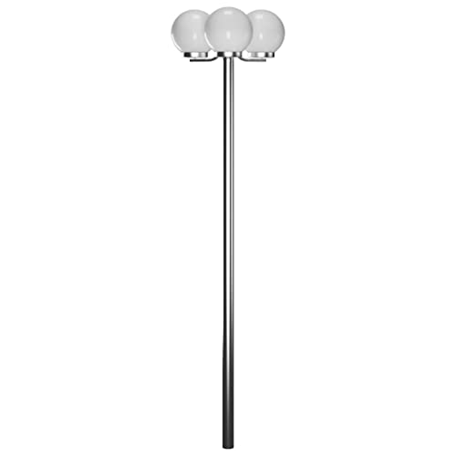 vidaXL Farola de Jardín con 3 Lámparas Redondas de Bola 220cm Acero Inoxidable