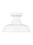 Generation Lighting 1-Light Barn Light Outdoor Ceiling Lamp White 7837401-15, Flush Mount Ceiling Light Fixture for Home Decor, Farmhouse Outdoor Light Fixture Can Use LED Light Bulbs
