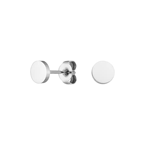 LUUK LIFESTYLE Pendientes pequeños de aro | círculo, joyería de acero mini pendientes para mujer y niña, elegante, idea de regalo comunión niña, novia, día de la madre, acero inoxidable, plateado