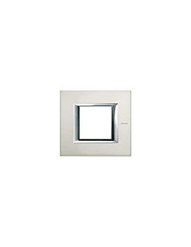 Plaque Axolute BTicino aluminium brossé 2 modules pour finition luxe
