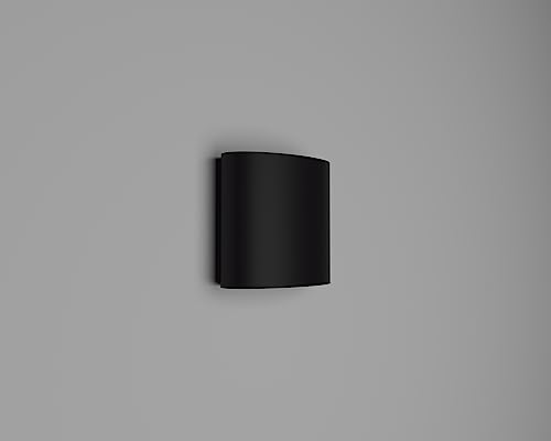 Image of PESCA 2 Watts 2 Ray Oval Up-Down Outdoor LED Outdoor Waterproof IP65 Exterior Wall Step Light Fixture Waterproof Lamp (Warm White, Black Body) 2 Way (Metal)