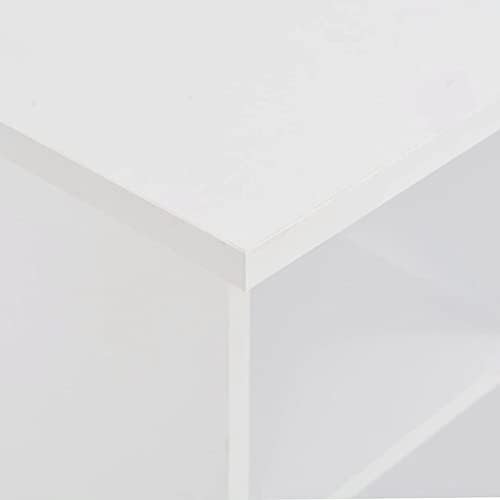 vidaXL Bar Table with Shelf Classic Kitchen Furniture Pub Bistro Breakfast Bar Table High Table Side Table with Storage Rack White Engineered Wood