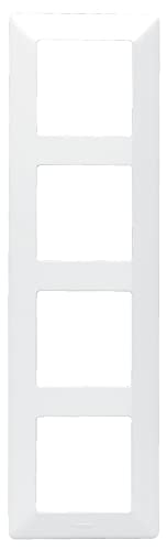 LEGRAND, Valena Life 754005 Cadre de recouvrement 4 prises en thermoplastique sans halogène pour montage horizontal et vertical, à clipser sur les inserts Valena, couleur : blanc ultra