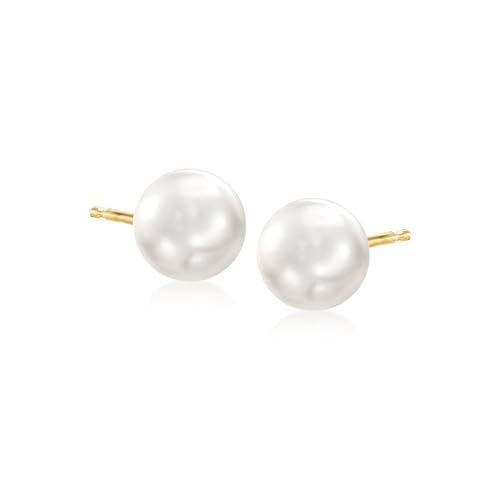 Ross-Simons 8-9mm Cultured Button Pearl Stud Earrings in 14kt Yellow Gold3