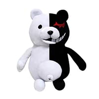 Zhongkaihua Monokuma Plush Pillow Monokuma Plush Figure 30CM Anime Soft Stuffed PP Cotton Furry Cushion Christmas Home Decoration Ornament