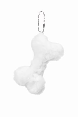 cute plush dog bone keychain for women, fluffy purse accessories