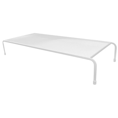 Soporte de monitor de malla metálica elevador de pantalla de hierro extendido blanco 2