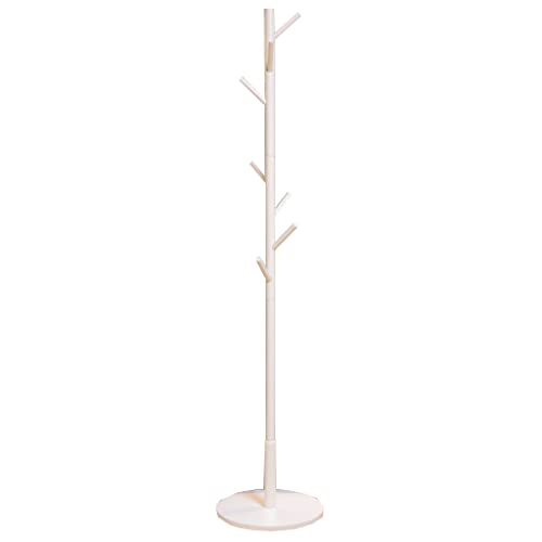Porte-manteau en bois blanc ivoire haut de gamme avec socle rond stable