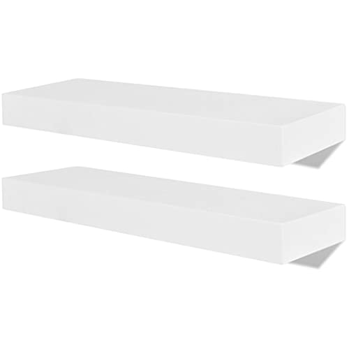 Étagère cuisine et bibliothèque murale blanche avec lot de 4 tablettes MDF