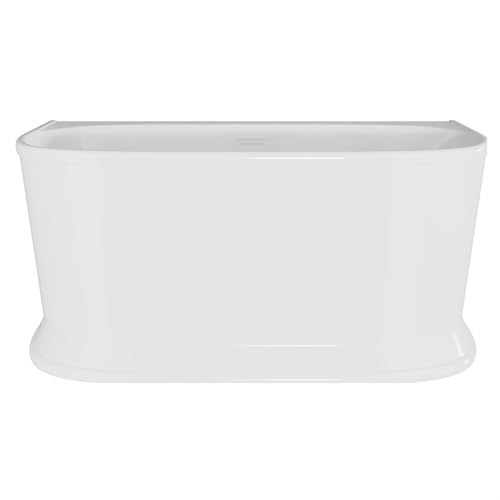 Image of Balterley 1500 x 740mm Oval Shower Bath with Legs, Waste & Overflow, Back to Wall Double Ended Back to Wall Gloss White Soaking Shower Bath, Acrylic Baths, Adjustable Leg Set (White)