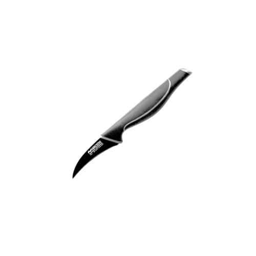 Nirosta 43731 Couteau de cuisine, Couteau de découpe, Couteau à légumes, Lame de 7 cm, Noir, Acier inoxydable, 19 x 7 cm