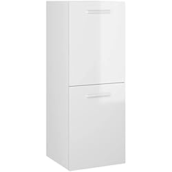 Persianas Para Lavadero vidaXL Armario Cuarto de Baño Aseo Inodoro Mueble Mobiliario Almacenamiento Estante para Lavadero Robusto Contrachapada Blanco Brillante 30x30x80 cm