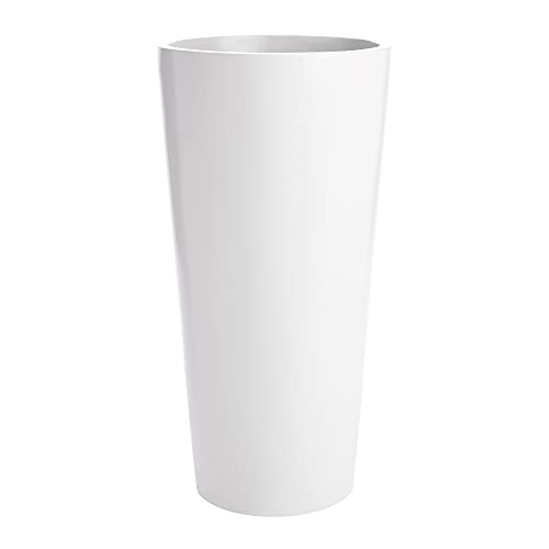 Sonoma Tall Round Cylinder Fiberglass Planter, White, 15 Inch