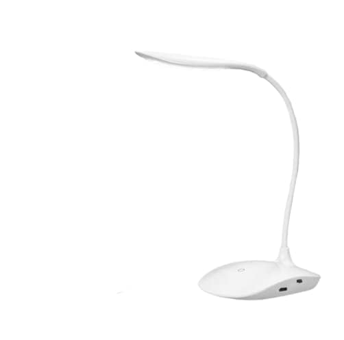 FRAUM Battery Operated Desk Lamp, LED Desk Light 3 Lighting Stepless Dimming, Table Lamp 5W Touch Control Eye Caring, Flexible Gooseneck, Portable Reading Light for Dorm Study Bedroom
